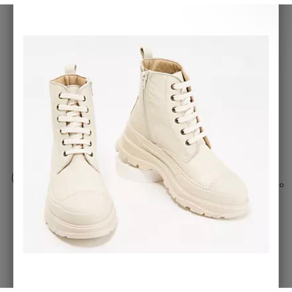 Hee Leather Lace-Up military combat Boots $199 size 38 8